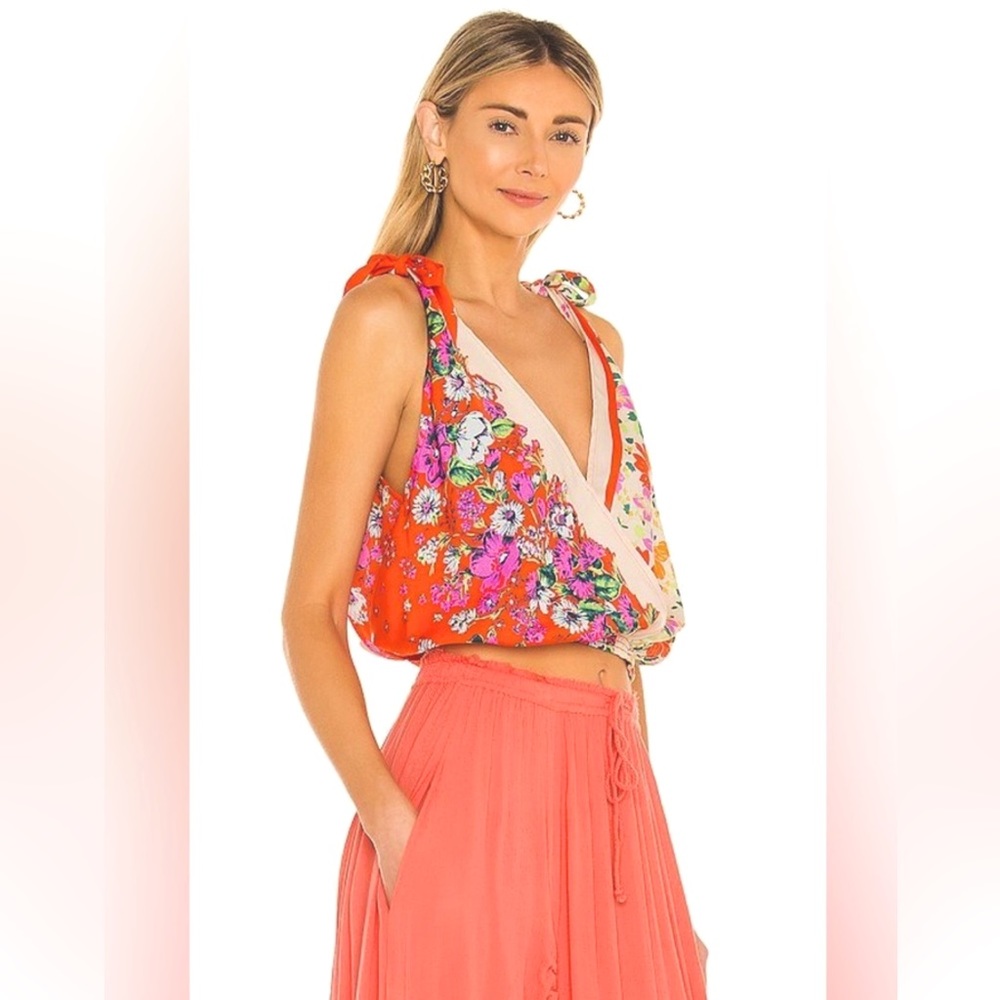 Free People Tied To You Tank medium shoulder tie v neck plunge